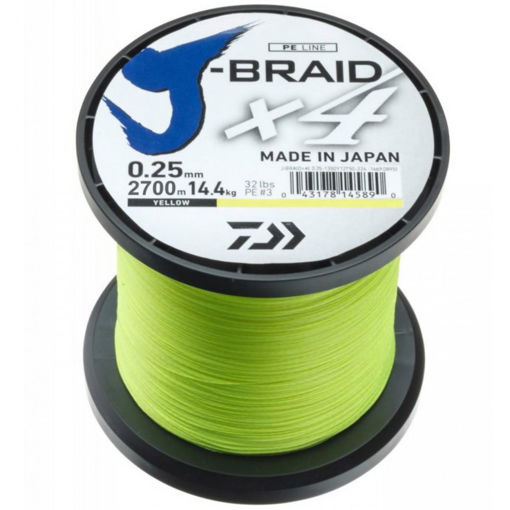 Obrazek Daiwa J-Braid X4 Žlutá, 0.13mm 5.9kg 1m