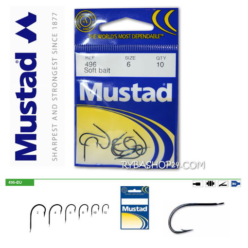 Obrazek Mustad Classic 496-BU Soft bait, vel.6