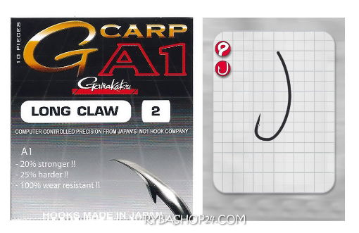 Obrazek Gamakatsu A1 G-Carp Long Claw Hook, vel.2