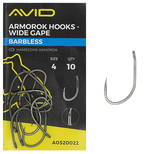 Avid Carp Armorok Wide Gape Hooks #8 Barbless