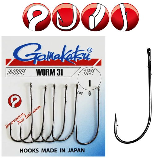 Image sur Gamakatsu Worm 31 Hook #1/0 6ks