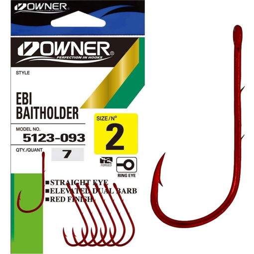 Picture of Owner 5123 Ebi Baitholder Hook Red #2 7pcs