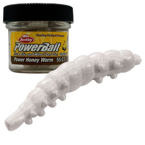 Berkley PowerBait Power Honey Worm Garlic White 25mm 55pcs