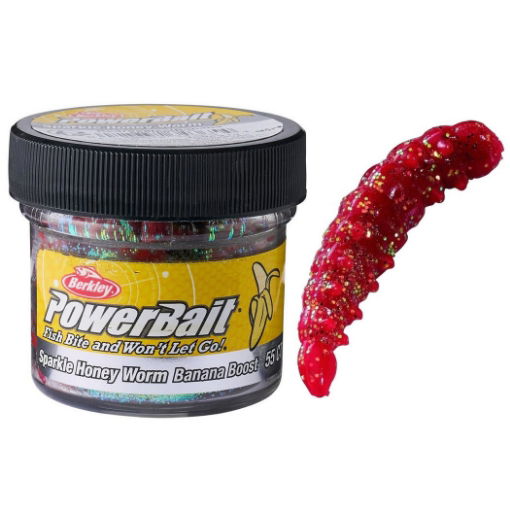 Berkley PowerBait Sparkle Honey Worm Banana Red/Scales 25mm